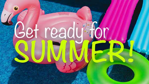 Pool float in the water. One in the form of a pink flamingo